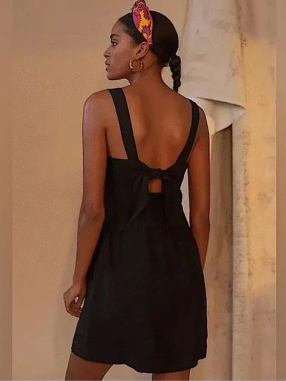 Black Tie-Back Sleeveless Mini Dress Anthropologie